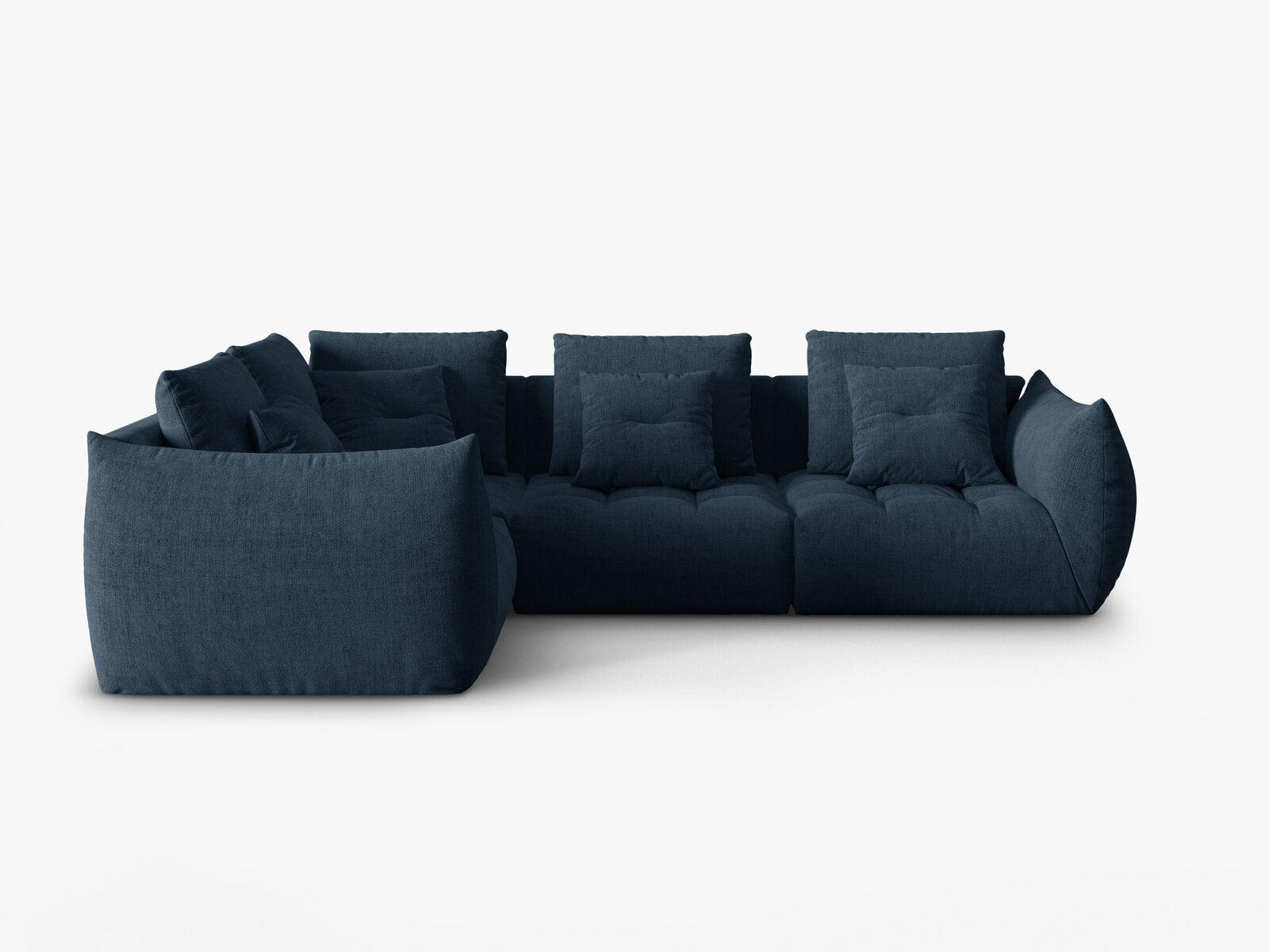 Micadoni Ecksofa Bloom 4-Sitzer Strukturierter Stoff Wind Marineblau Links