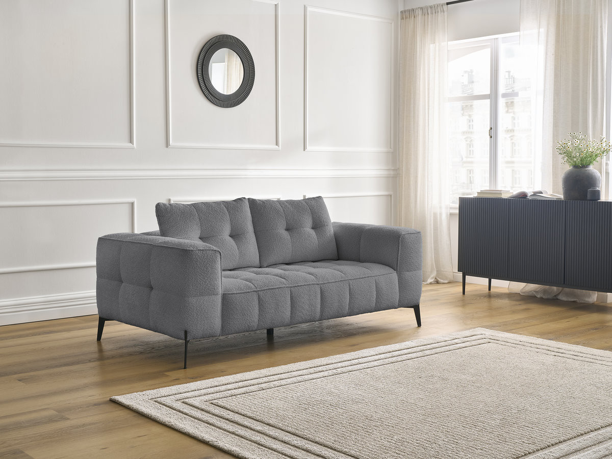 Bobochic Anis Sofa 2-Sitzer Bouclé-Stoff Dunkelgrau