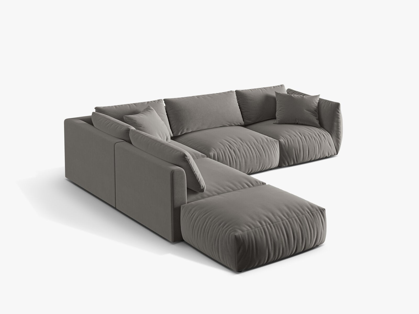 Micadoni Modulares Ecksofa Chris 4-Sitzer Links Samt Grau