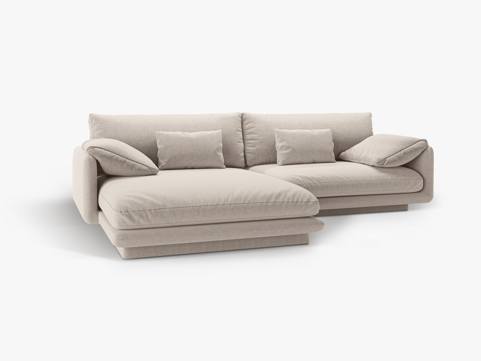 Micadoni Ecksofa Torino 4-Sitzer Links Strukturierter Stoff Helles Beige