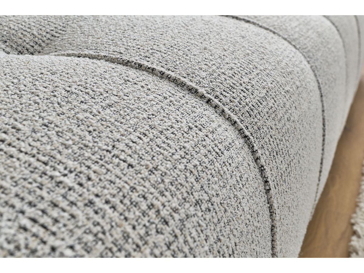 Bobochic Arsene Schlafsofa 4-Sitzer mit Bettkasten und Pouf Melange-Stoff Hellgrau