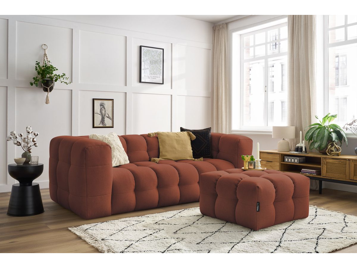 Bobochic Cloud Sofa 4-Sitzer mit Pouf Stoff Orange