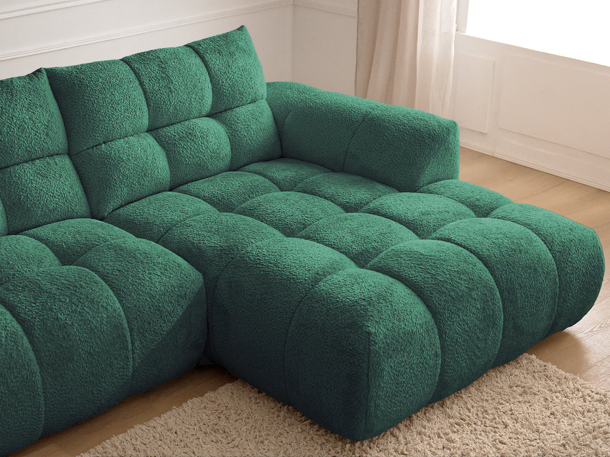 Bobochic Jaya Ecksofa mit Pouf Chenille Dunkelgrün Ecke rechts