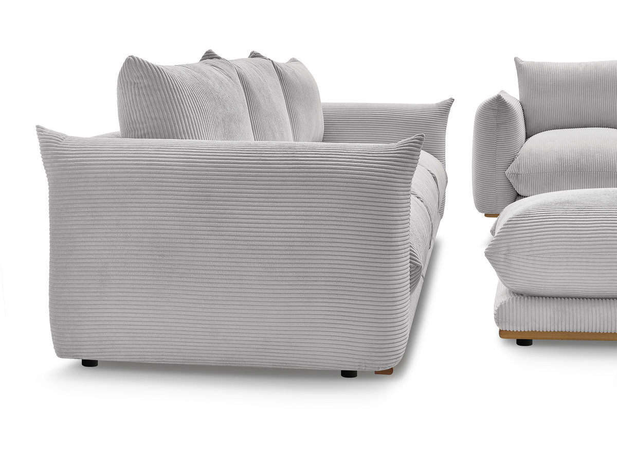 Bobochic Ernest Sofa 5-Sitzer mit Pouf Cordsamt Hellgrau