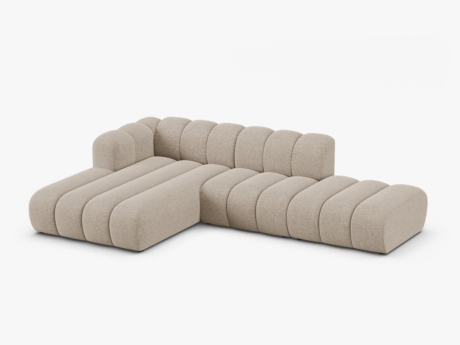 Micadoni Modulares Ecksofa offen Lupine 5-Sitzer Links Chenille Eden Dunkelbeige