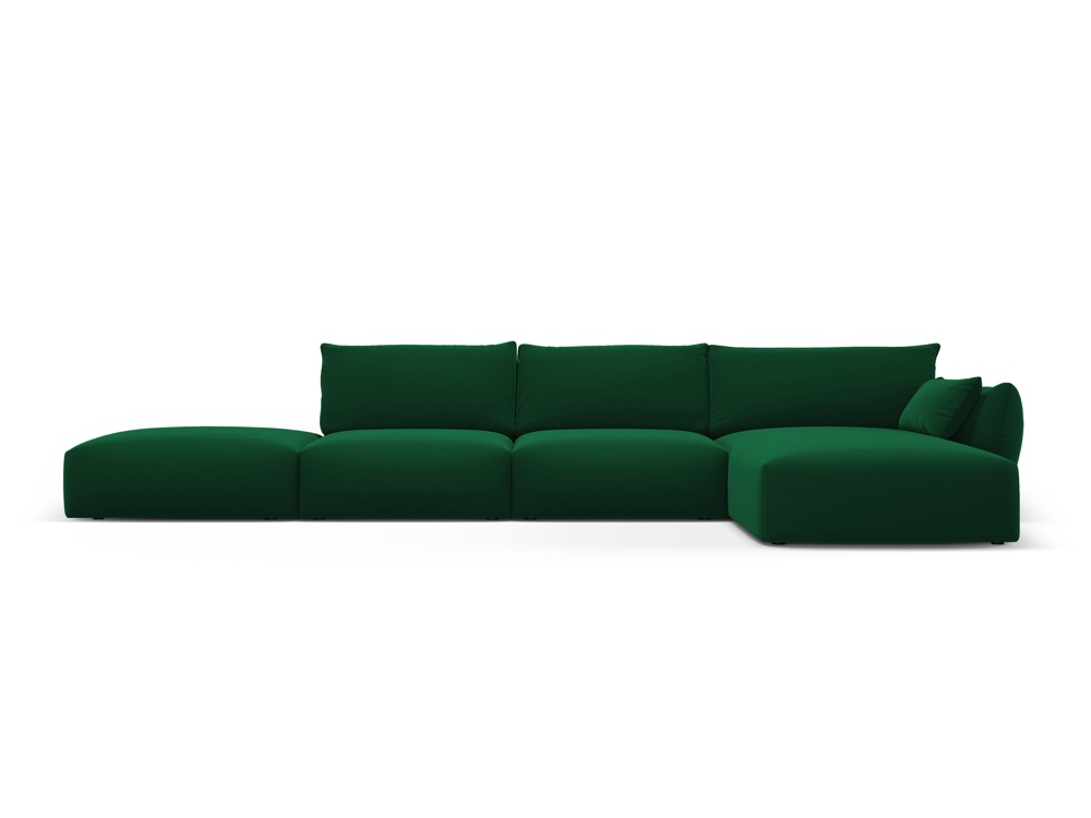 Cosmopolitan Design Ecksofa Matera 5-Sitzer offen Samt Salvador Flaschengrün Rechts
