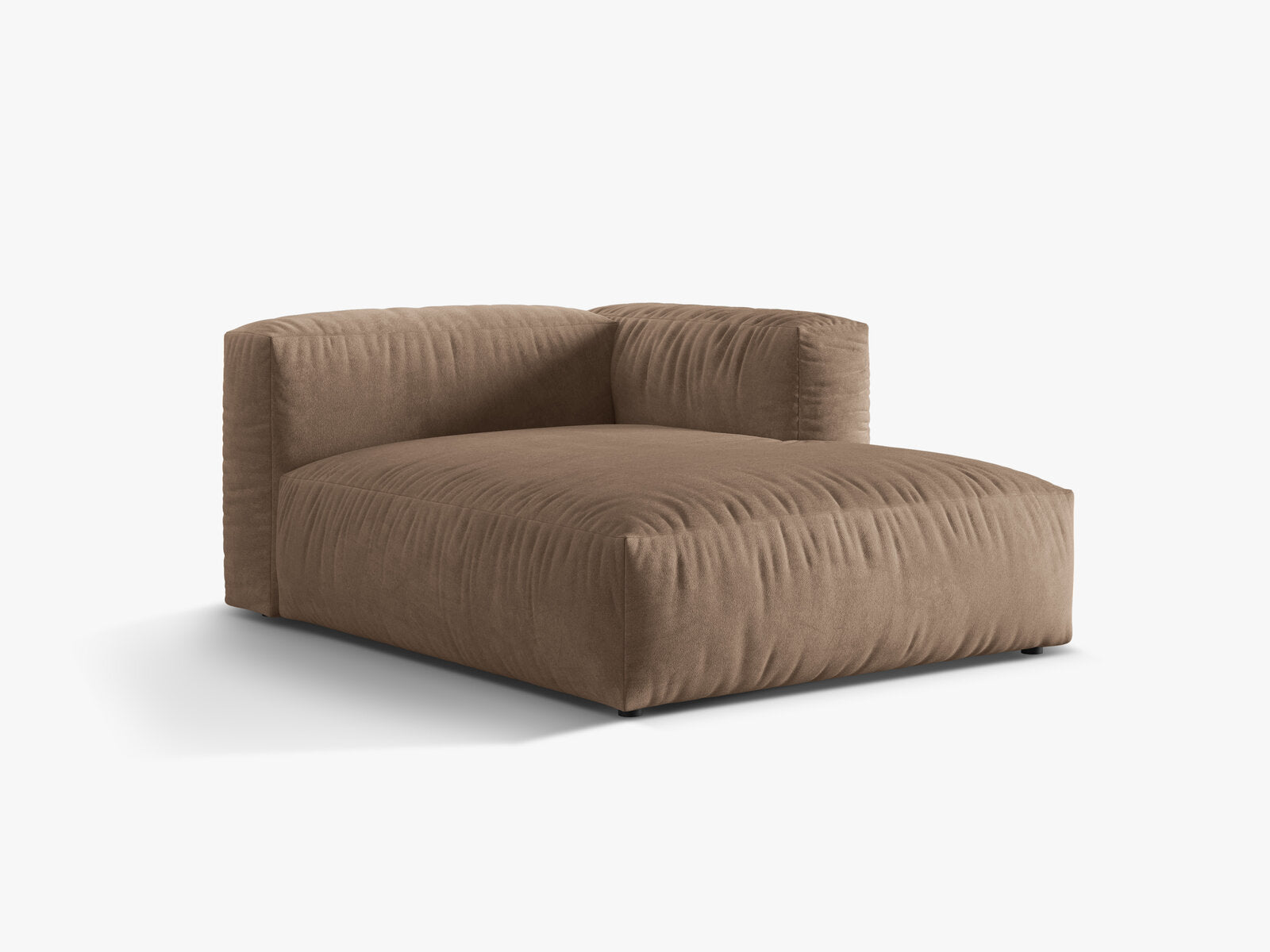 Micadoni Recamiere Martina 1-Sitzer Rechts Samt Vogue Dunkelbeige