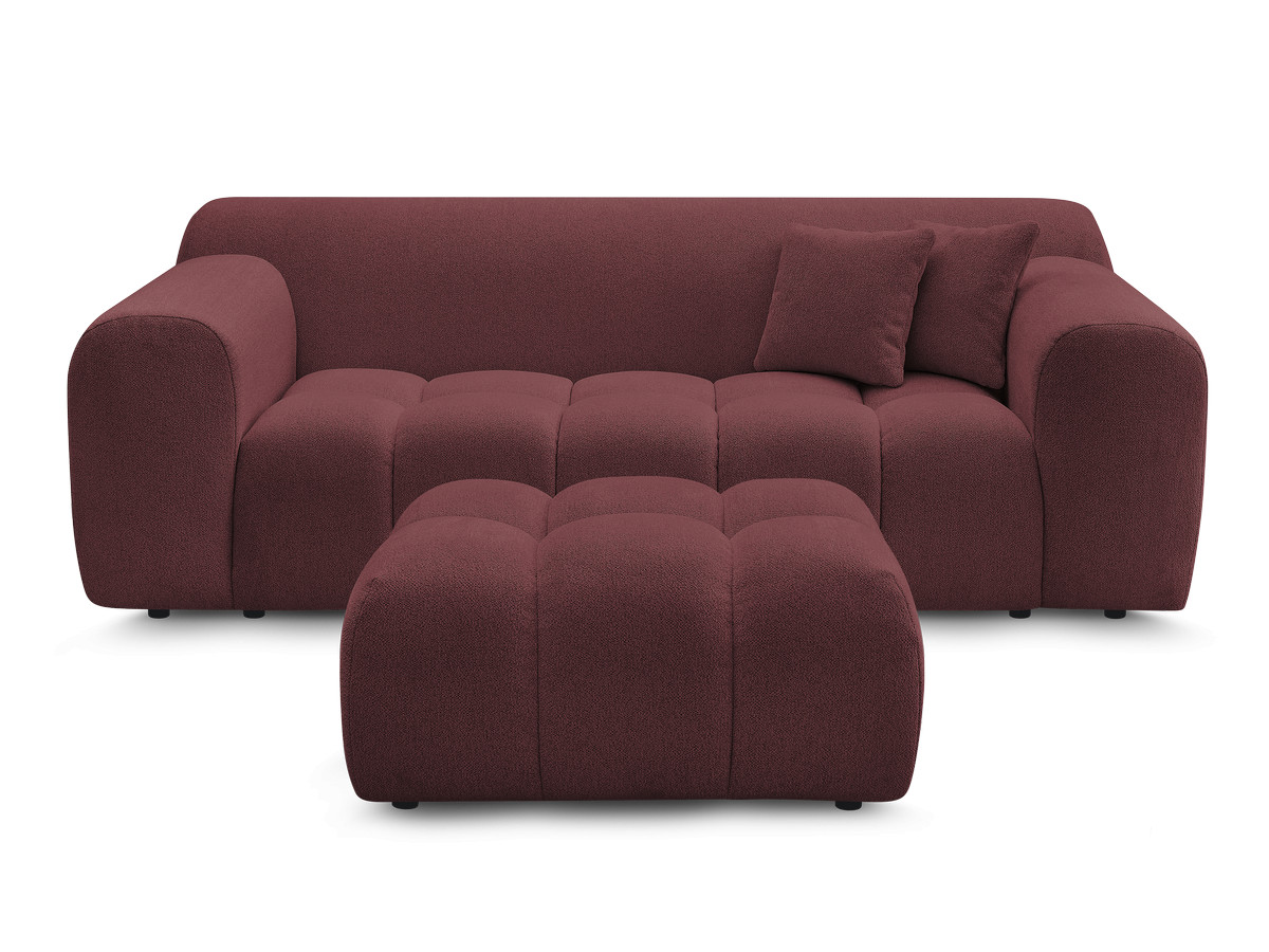 Bobochic Melisse Sofa 2-Sitzer mit Pouf Melange-Stoff Rot