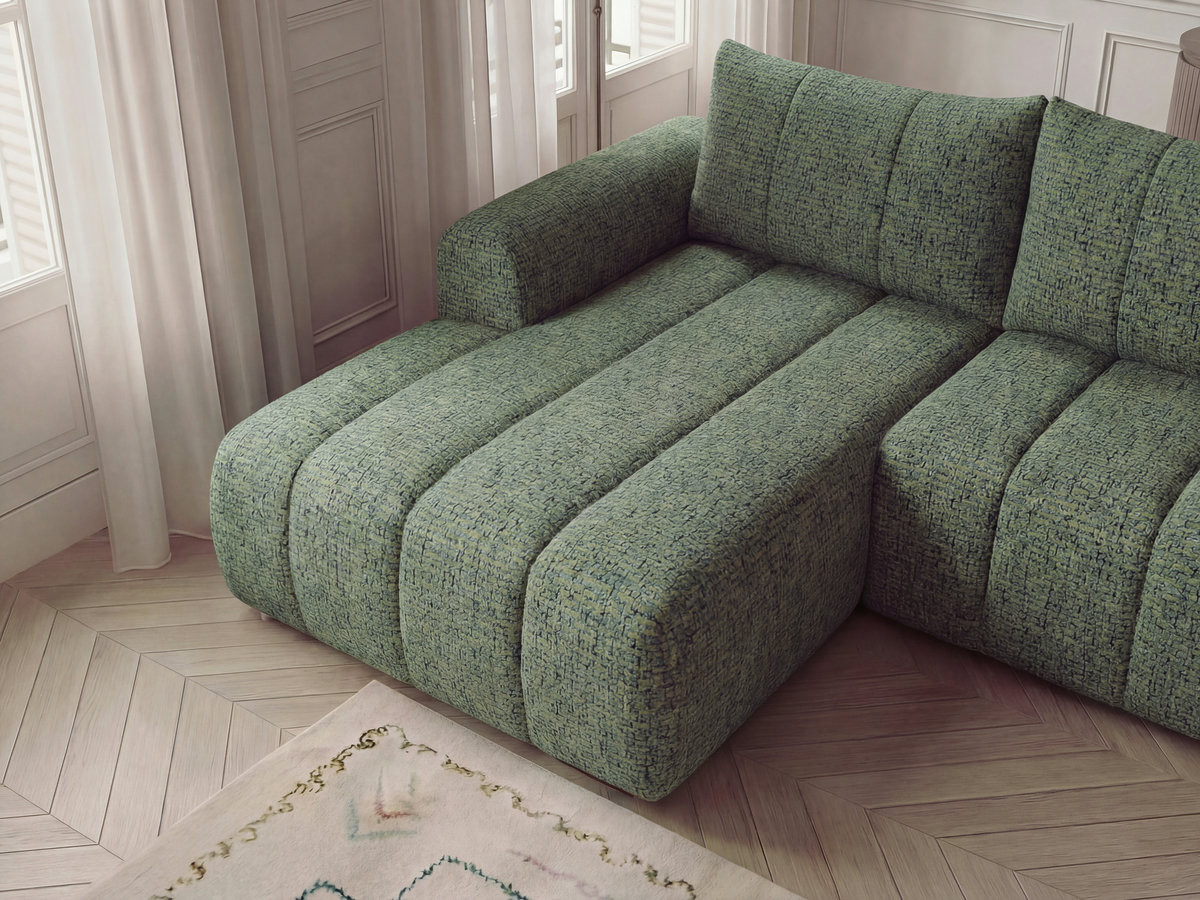 Bobochic Nesty Wohnlandschaft mit Pouf Melange-Stoff Hellgrün Ecke links