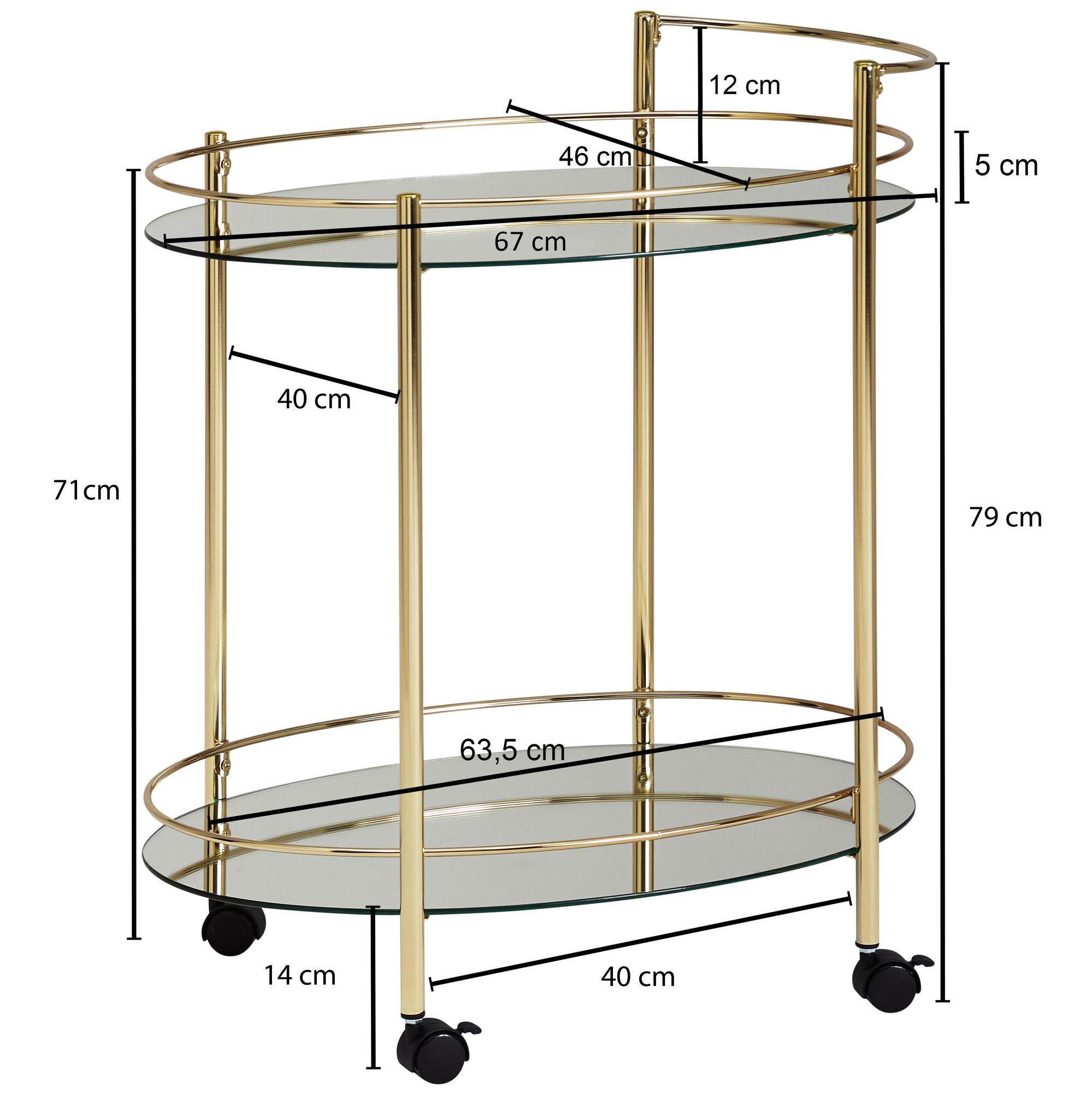 Servierwagen Ryslinge Metall Gold 67 × 46 × 79 cm