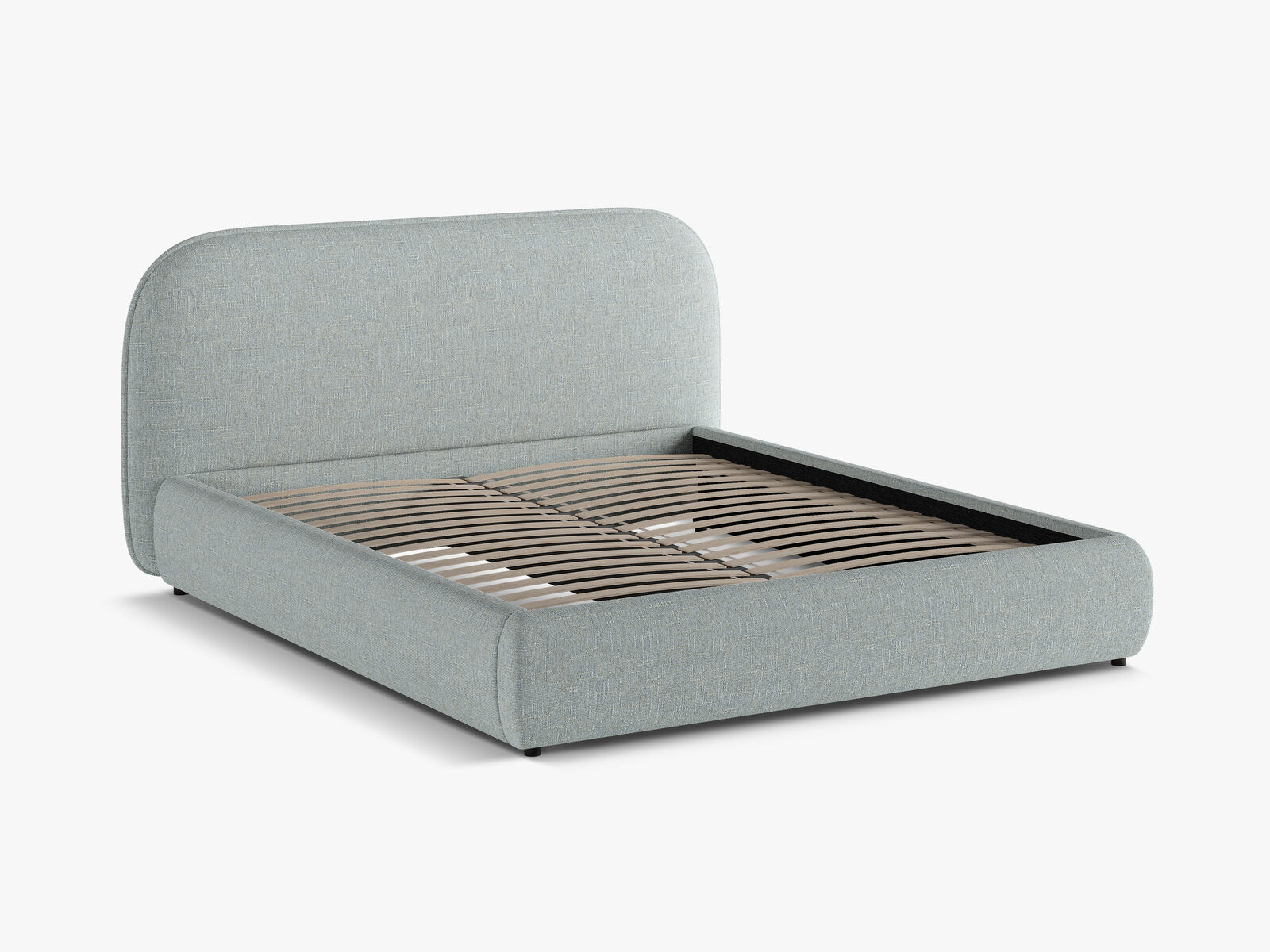 Micadoni Murada Bett mit Kopfteil Chenille Tracy Satinblau 180x200