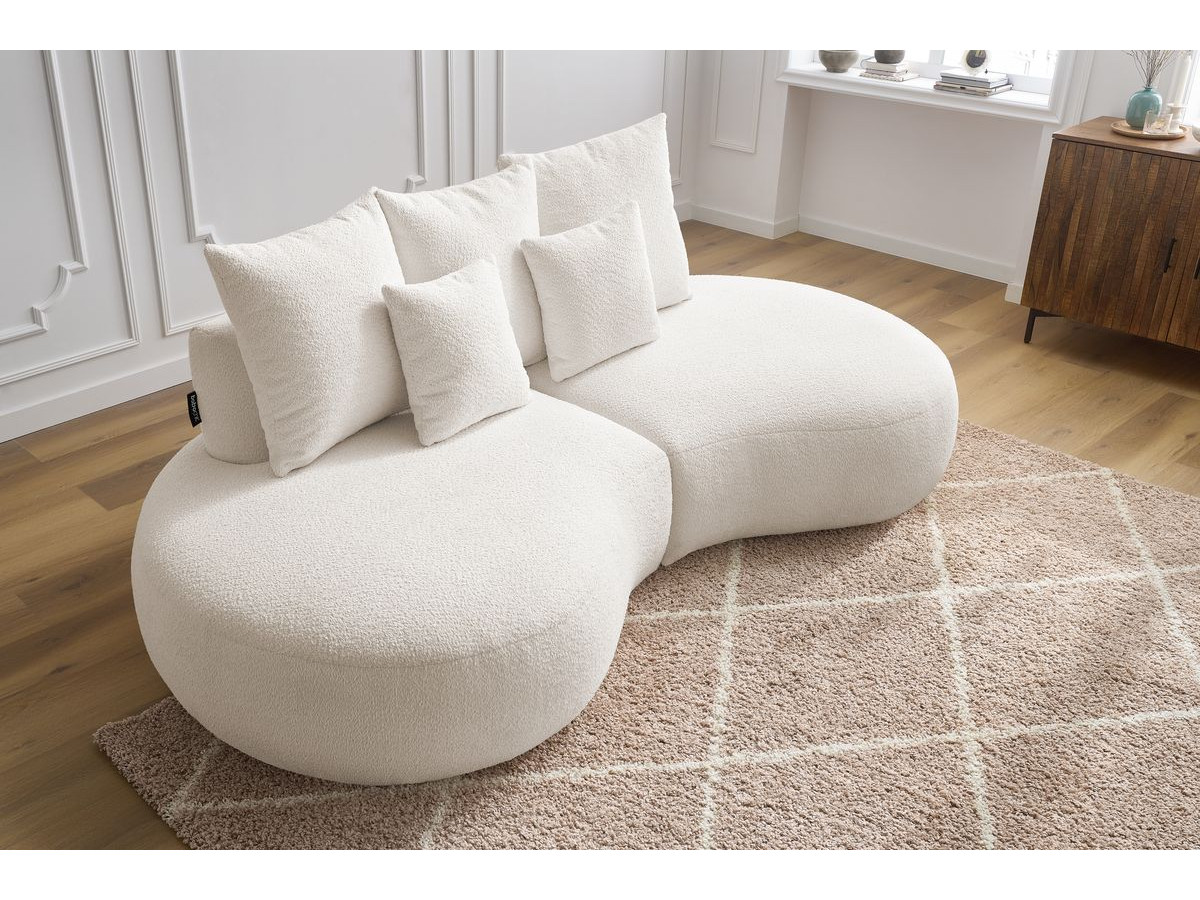 Bobochic Saint-germain Sofa 3-Sitzer Bouclé-Stoff Weiß