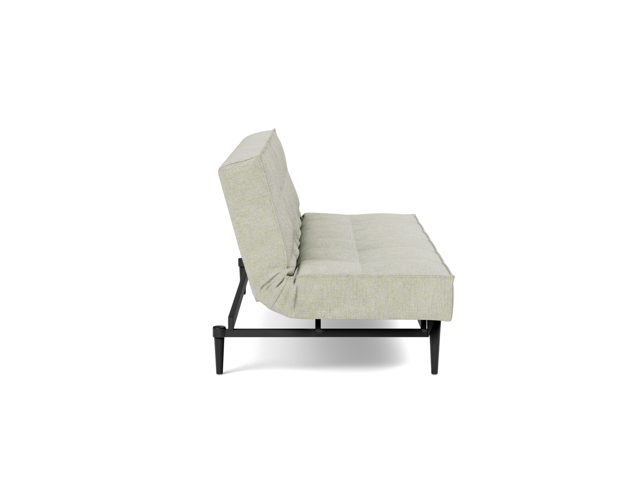 Schlafsofa Splitback Flachgewebe Avella 280-Sand Beine Styletto Eiche schwarz