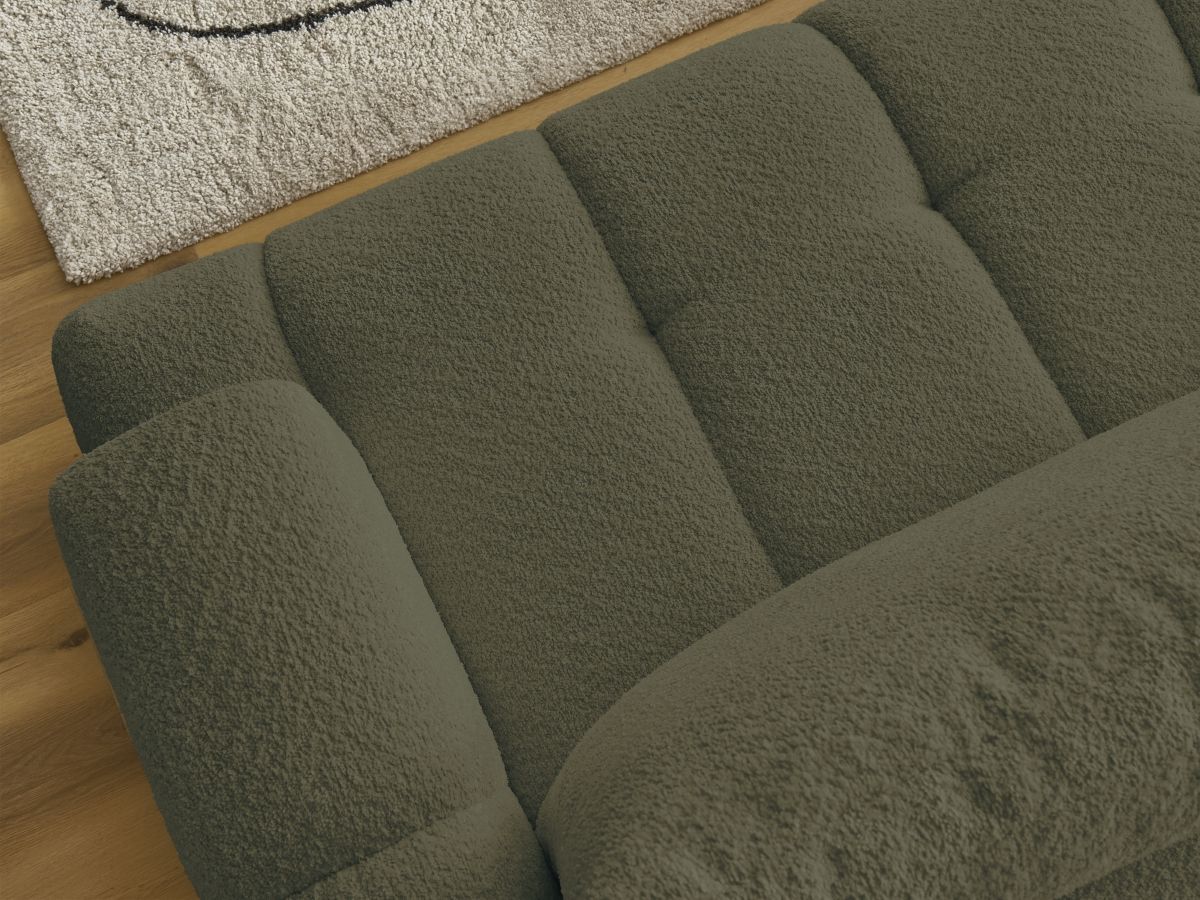 Bobochic Fuji Ecksofa mit Schlaffunktion und Bettkasten 292 × 160 cm Bouclé-Stoff Grün Ecke links
