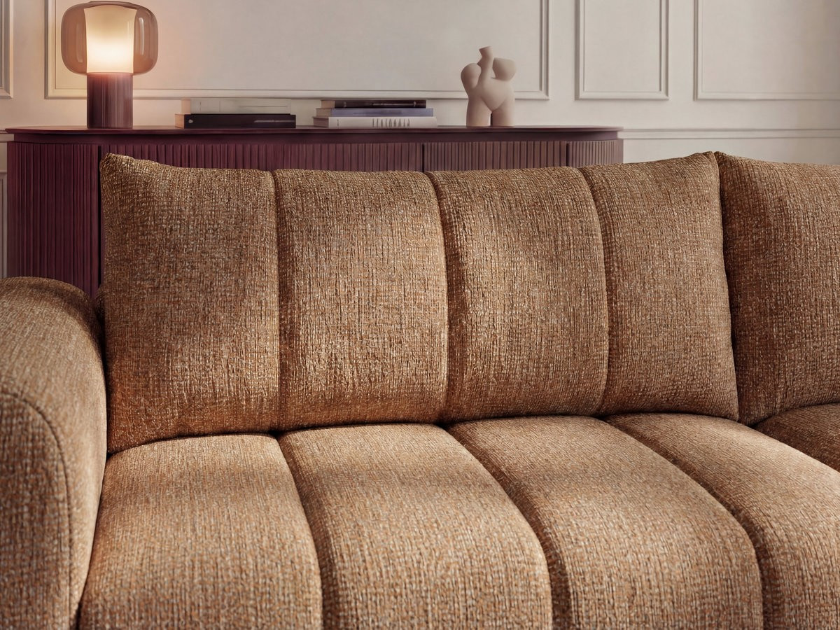 Bobochic Nesty Ecksofa 272 cm Melange-Stoff Orange Ecke rechts