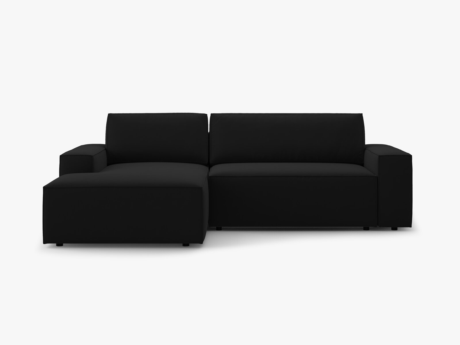 Micadoni Schlaf-Ecksofa Jodie 3-Sitzer Links Samt Schwarz