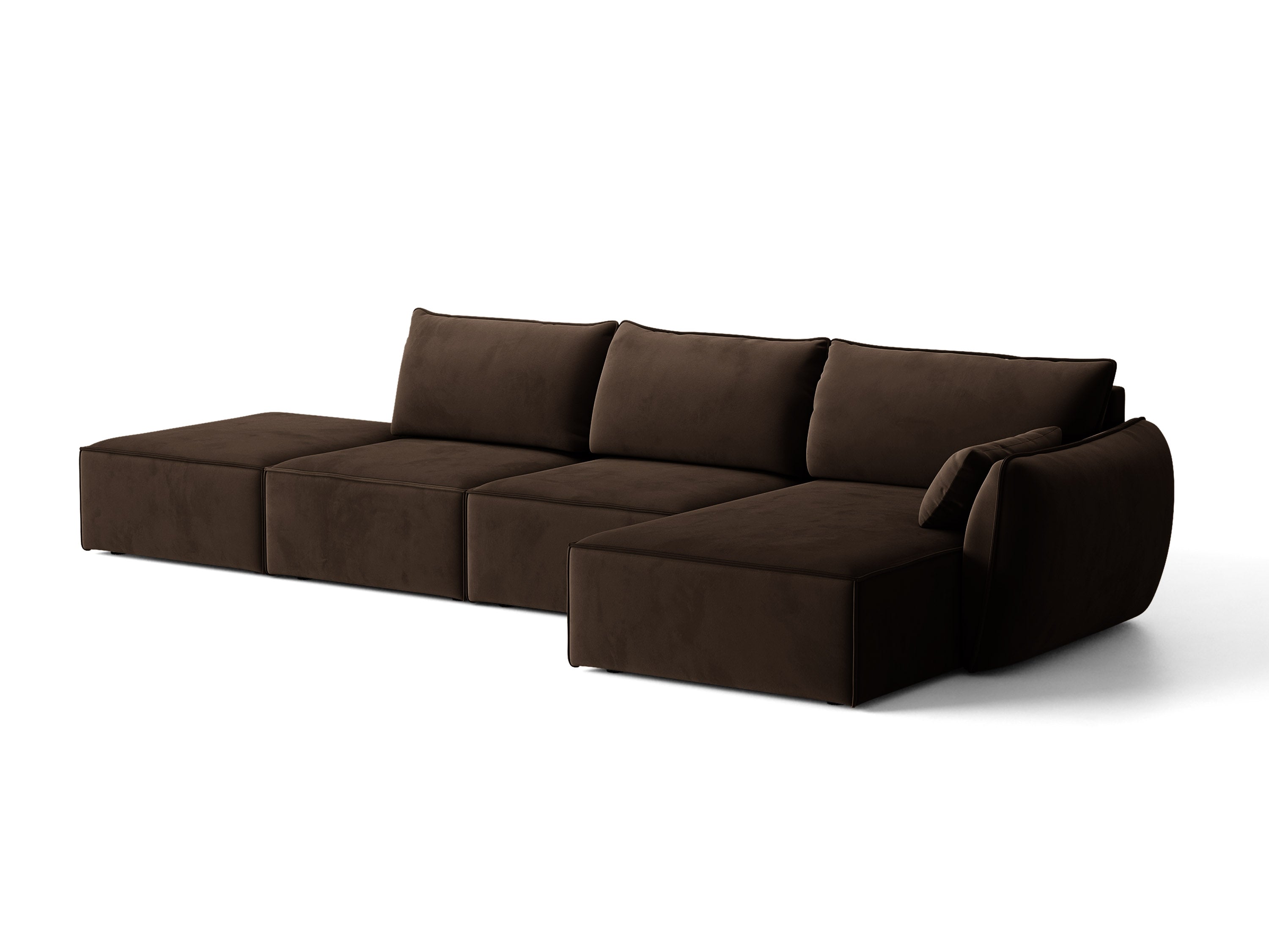 Micadoni Ecksofa Kaelle 5-Sitzer Samt Bluvel Dunkelbraun Rechts