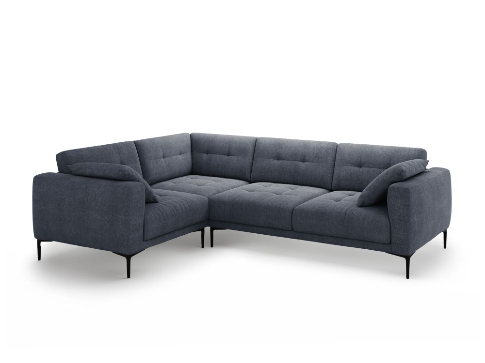 Cosmopolitan Design Ecksofa Lazio 4-Sitzer Strukturierter Stoff Sorella Dunkelblau Links
