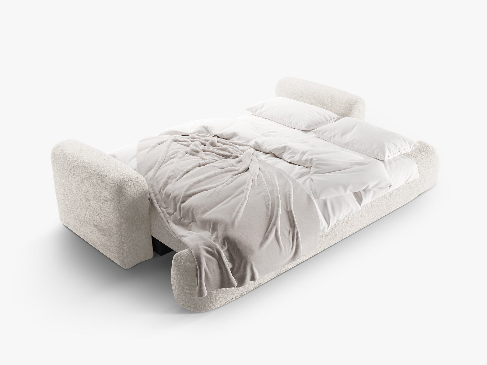 Micadoni Ella Schlafsofa 3-Sitzer mit Bettkasten Strukturierter Stoff Sorella Beige
