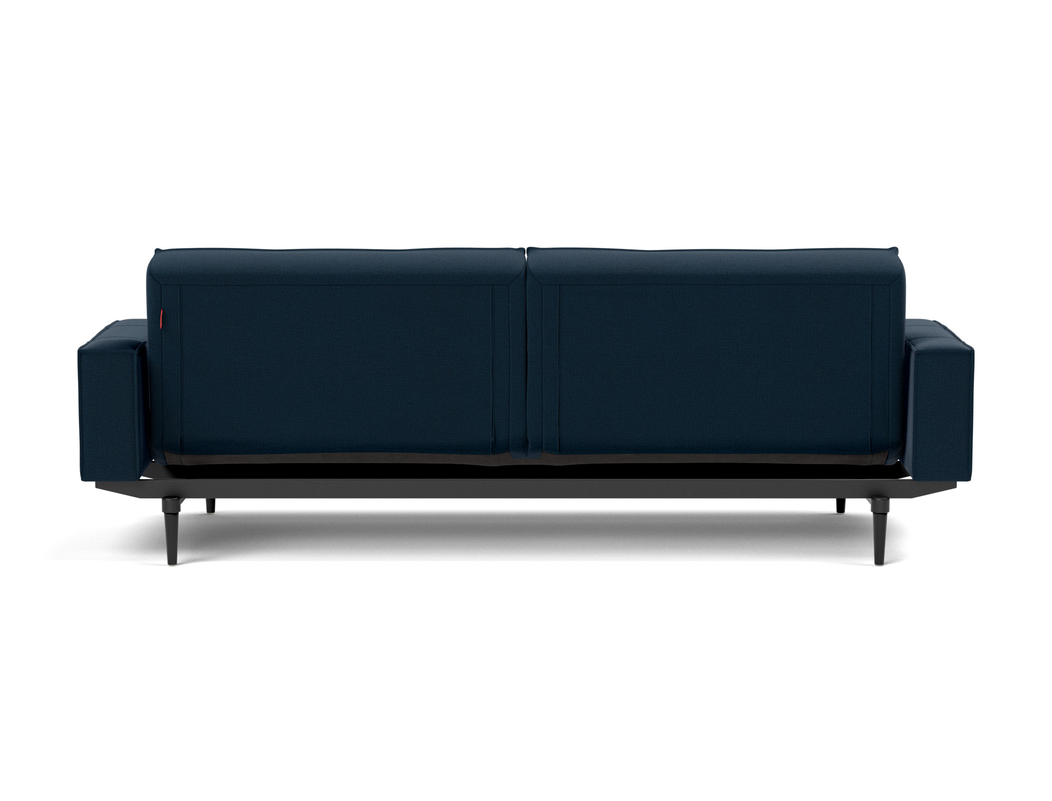 Schlafsofa Splitback mit Armlehnen Flachgewebe Mixed Dance 528-Blue Beine Styletto Eiche schwarz