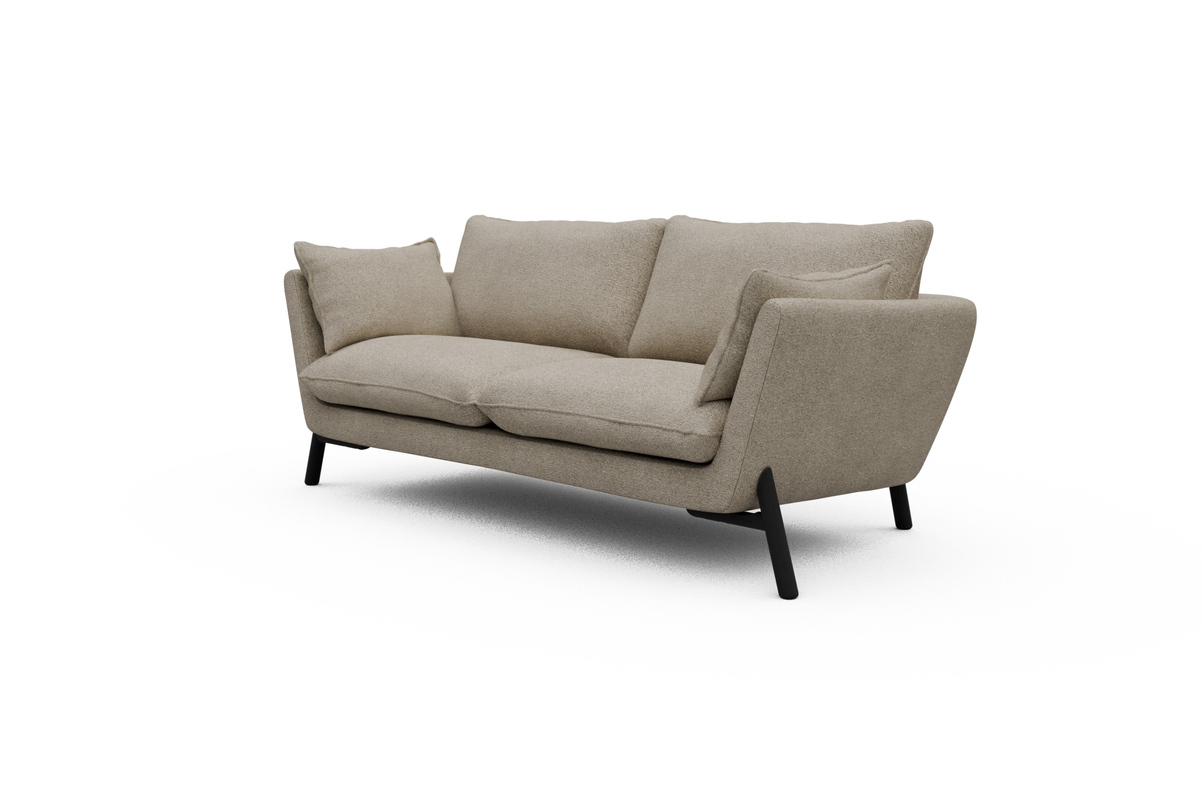 Sofa Emil 2-Sitzer Beinfarbe Eiche Schwarz Boucle-Beige