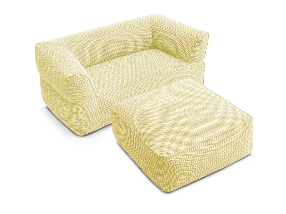 Bobochic Nour Gartensofa 3-Sitzer mit Pouf Stoff Gelb