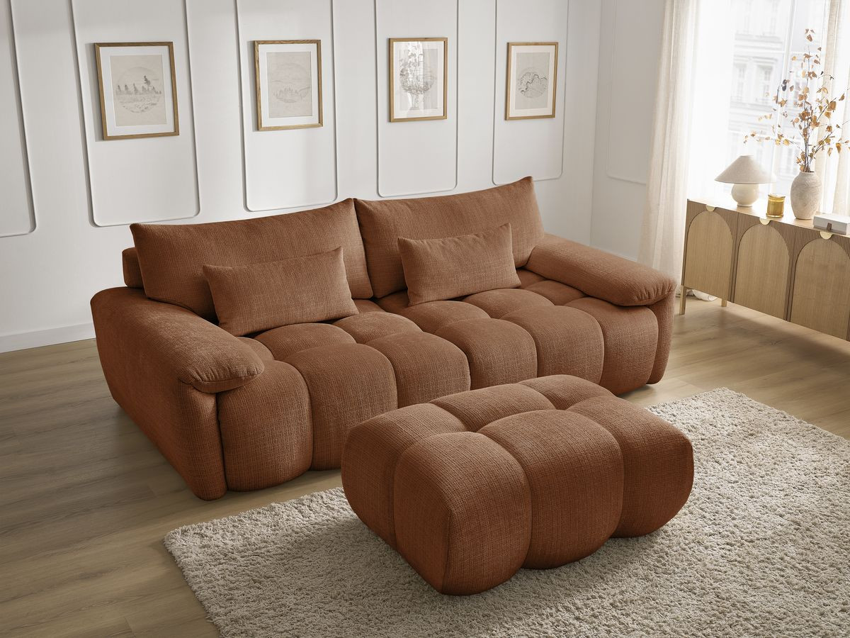 Bobochic Ivane Sofa 4-Sitzer Strukturstoff Orange