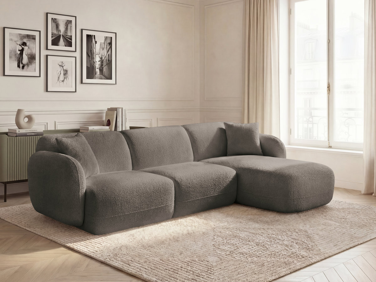 Bobochic Anda Ecksofa 292 × 163 cm Chenille Taupe Ecke rechts