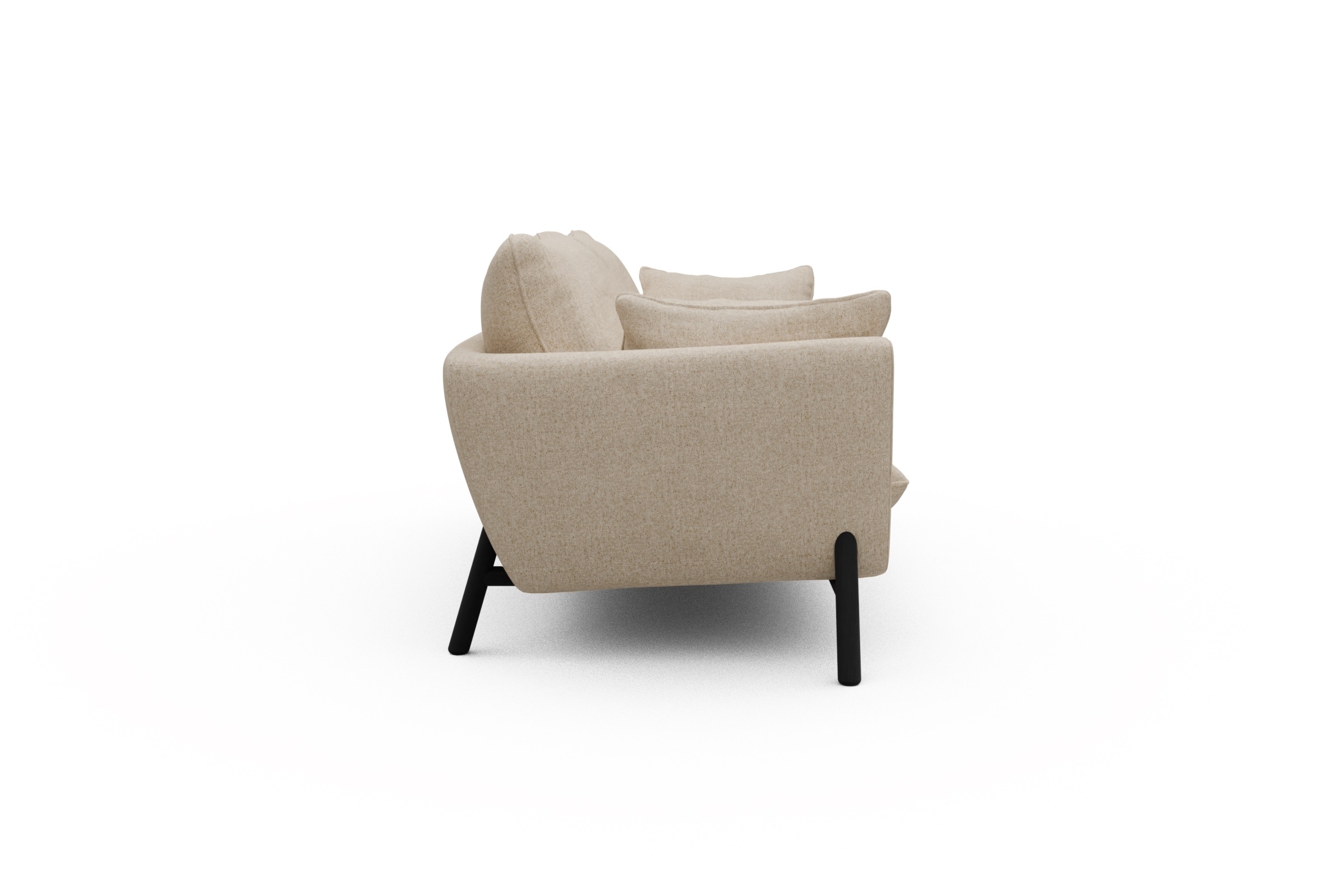 Sofa Emil 3-Sitzer Beinfarbe Eiche Schwarz Casone-Natural-Beige