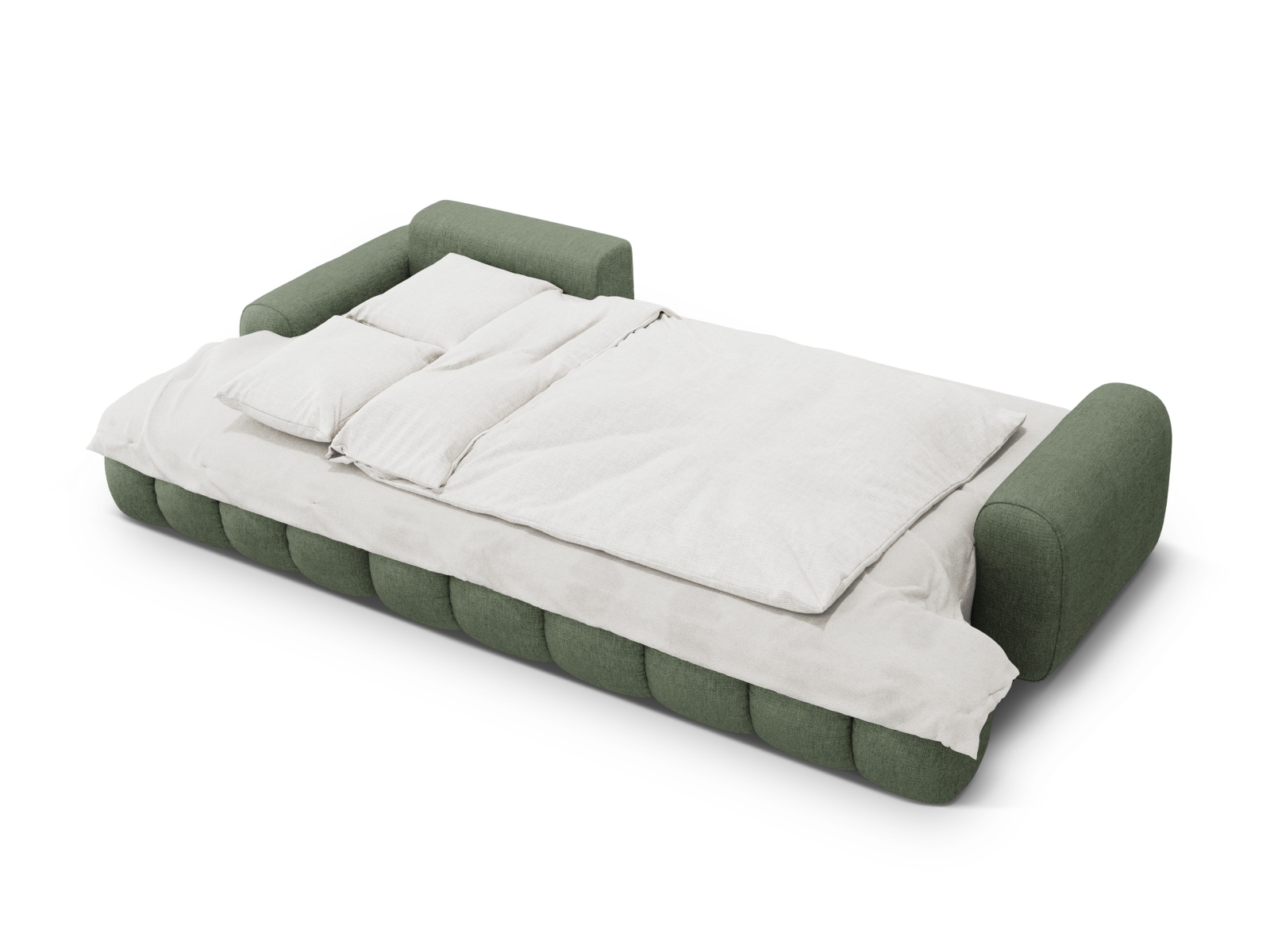 Cosmopolitan Design Ecksofa Linz 3-Sitzer mit Schlaffunktion Strukturierter Stoff Sorella Dunkles Olivgrün Links