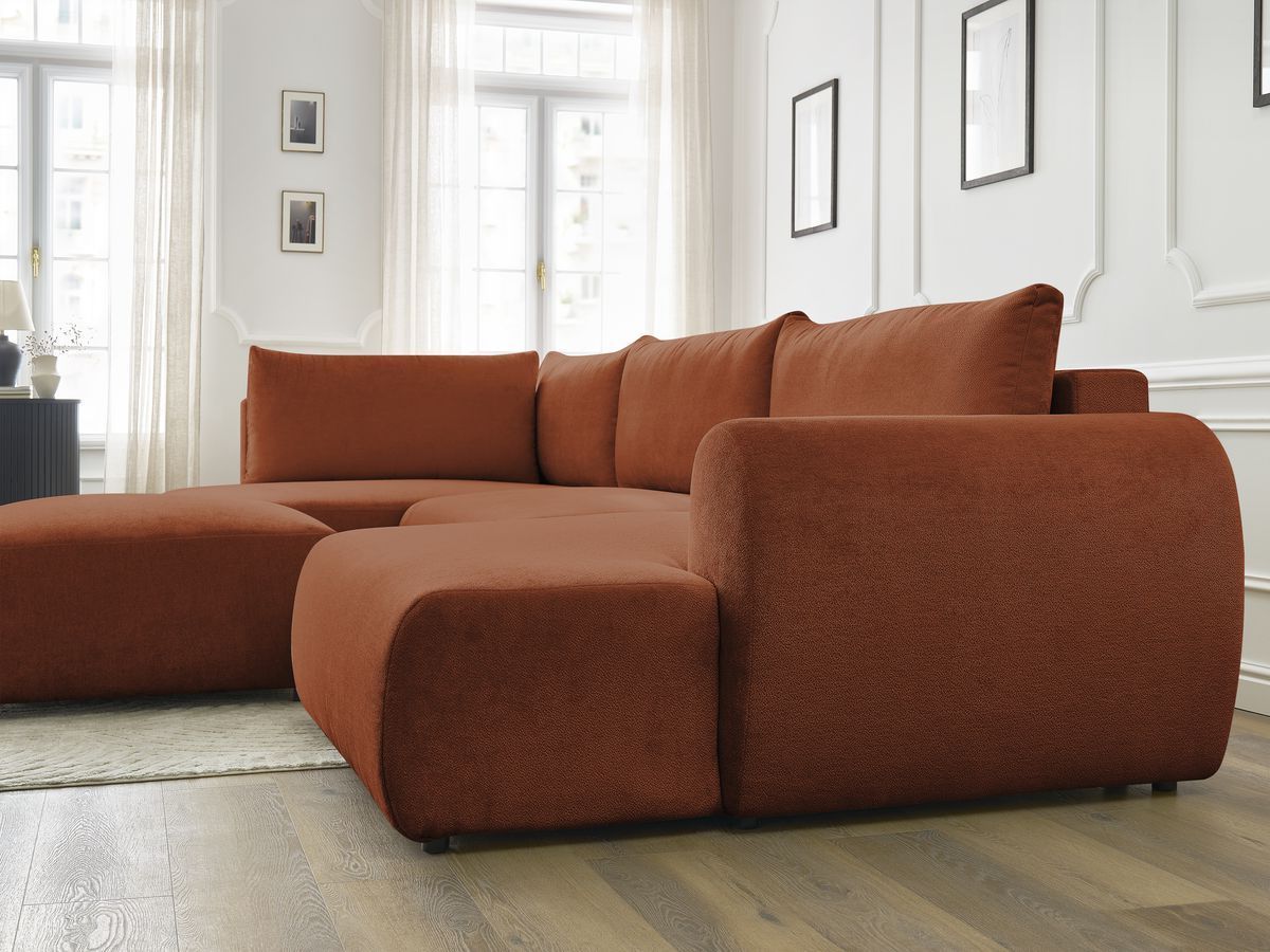 Bobochic Lucien Wohnlandschaft mit Pouf Stoff Orange Ecke rechts