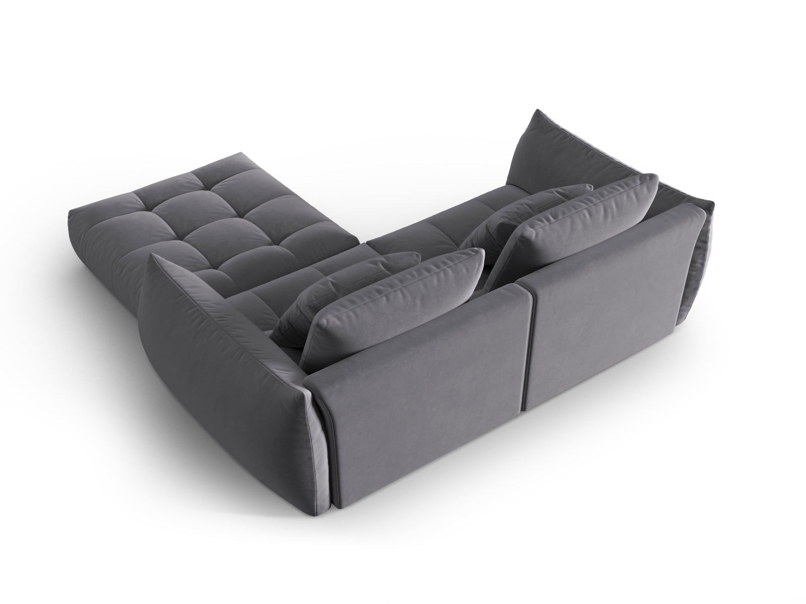 Micadoni Ecksofa Bloom 3-Sitzer Samt Dunkelgrau