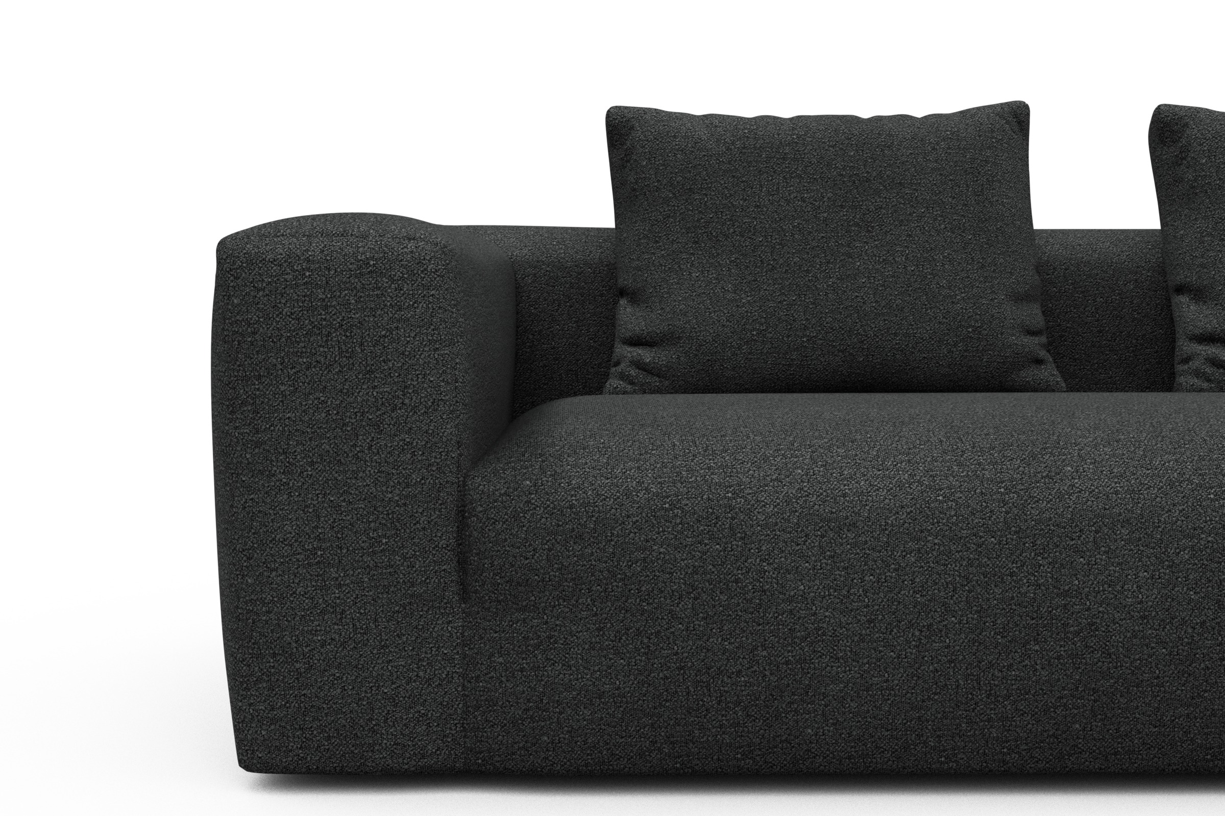 Ecksofa Fred Relax-Ecke rechts mit 2,5-Sitzer Boucle-Charcoal