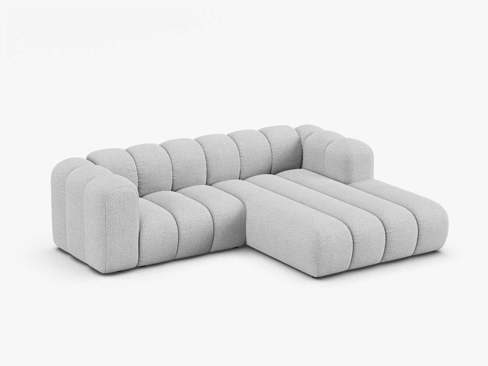 Micadoni Modulares Ecksofa Lupine 3-Sitzer Rechts Boucle Baloo Hellgrau