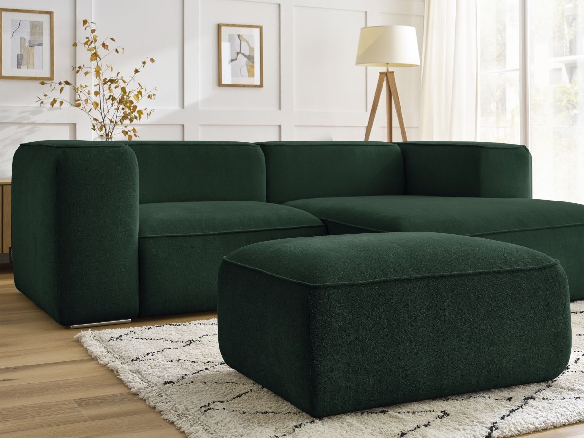 Bobochic Zephyr Ecksofa mit Pouf 260 × 165 cm Strukturstoff Grün Ecke rechts