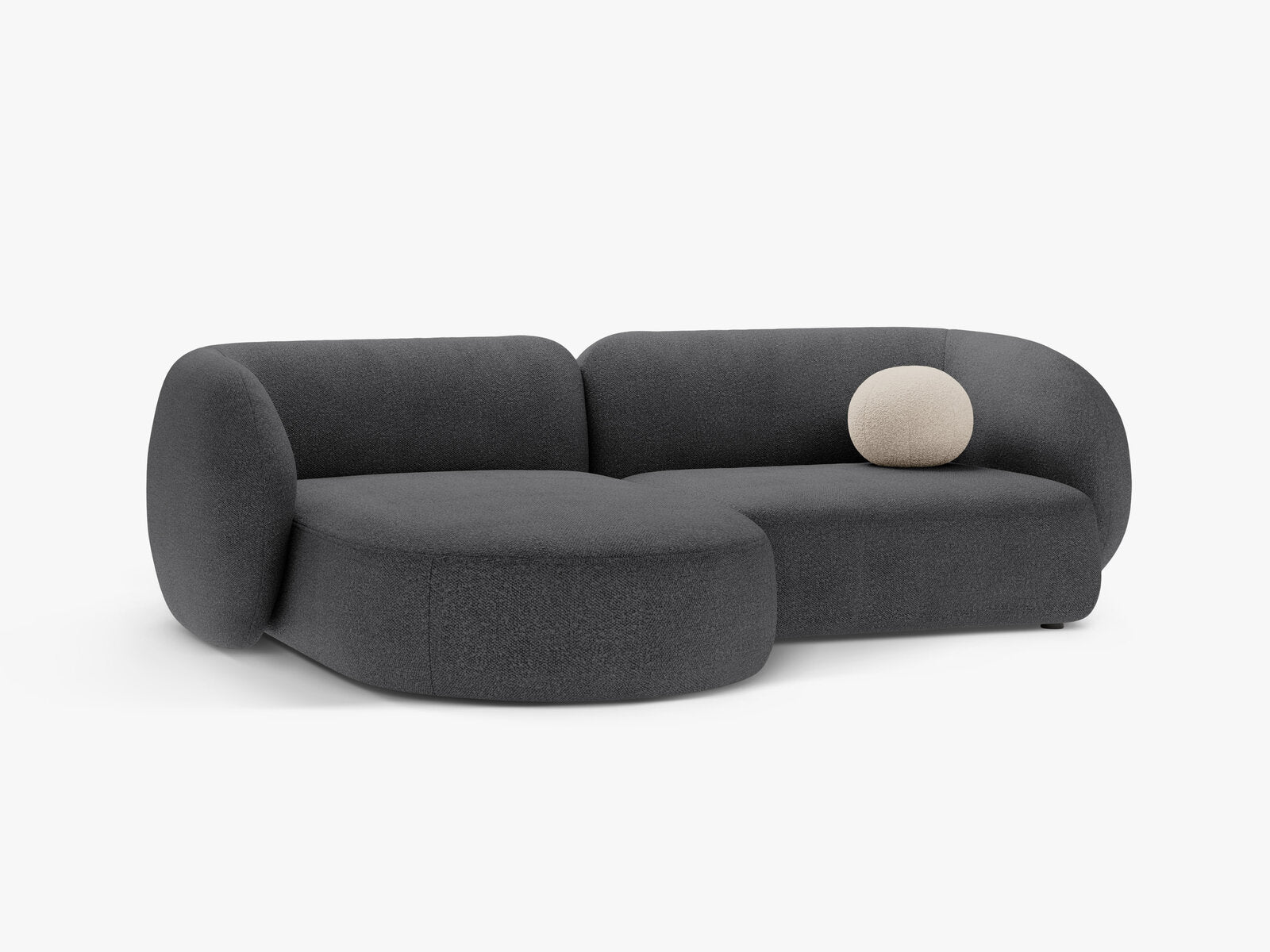 Micadoni Ecksofa Kate 2-Sitzer Links Boucle Dunkelgrau