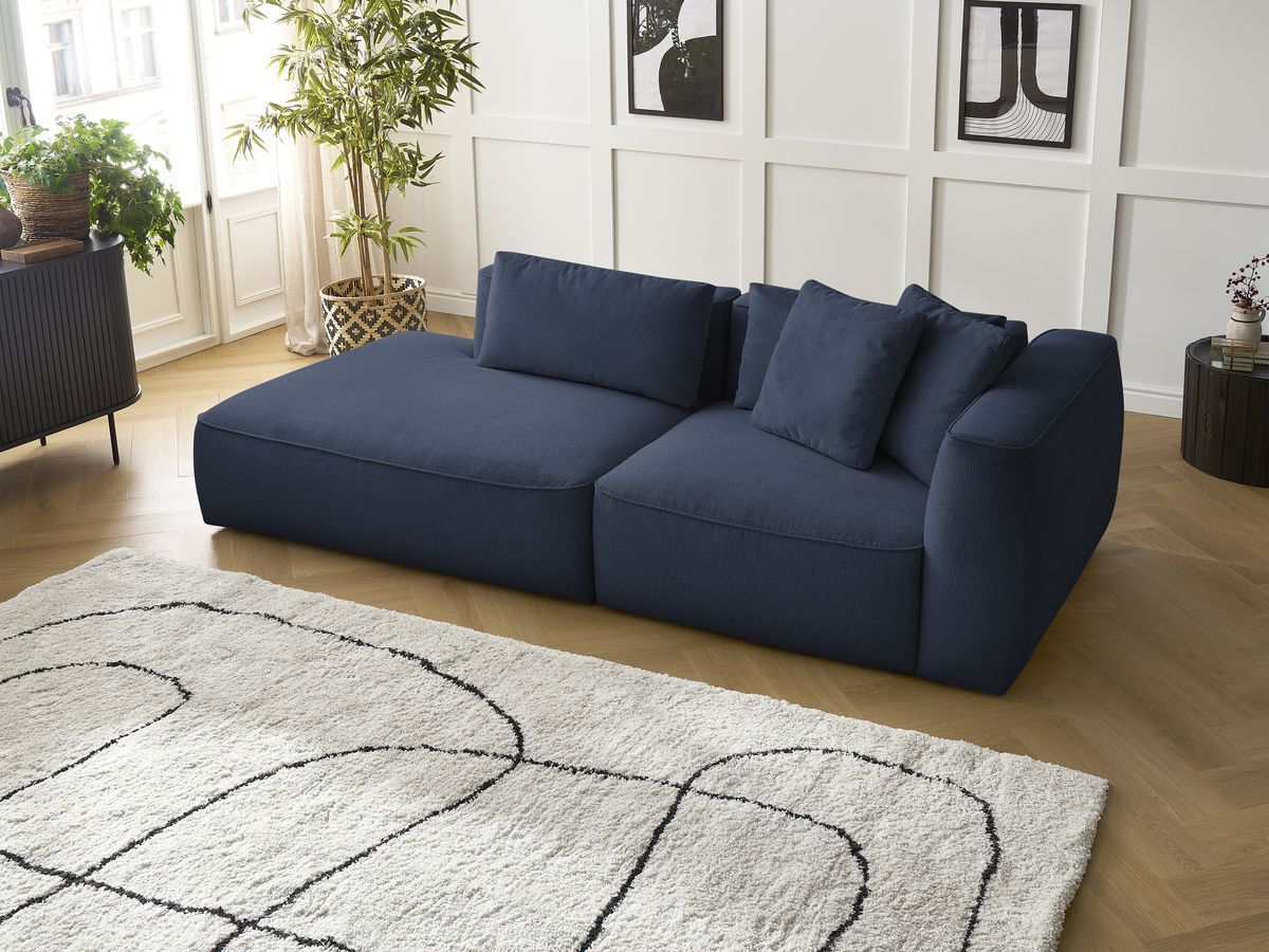 Bobochic Leopold Sofa 3-Sitzer Melange-Stoff Dunkelblau Armlehne rechts