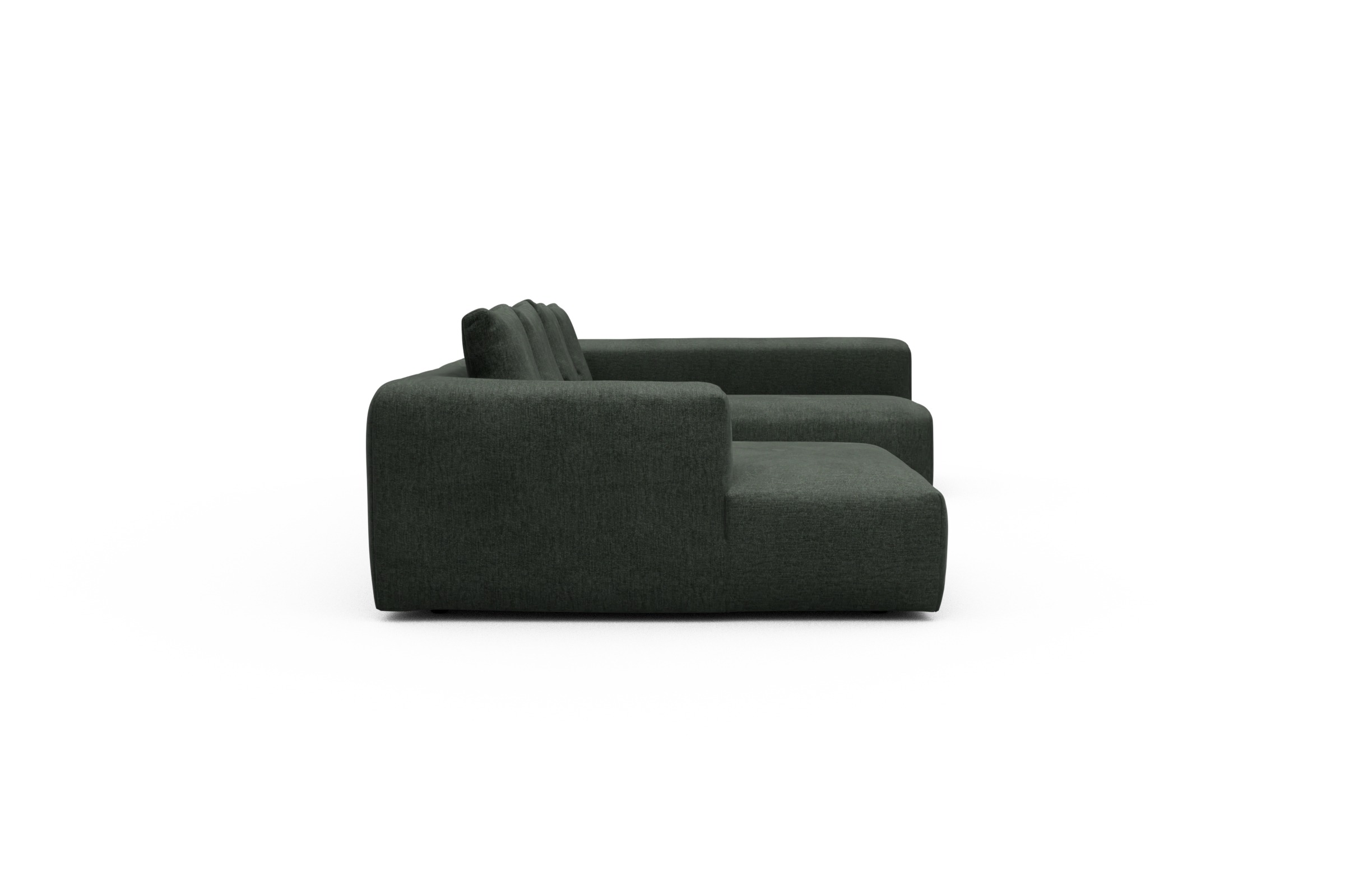 Wohnlandschaft Fred Chaiselongue links mit 2-Sitzer und lange Armlehne rechts Aivi-Pine-Green