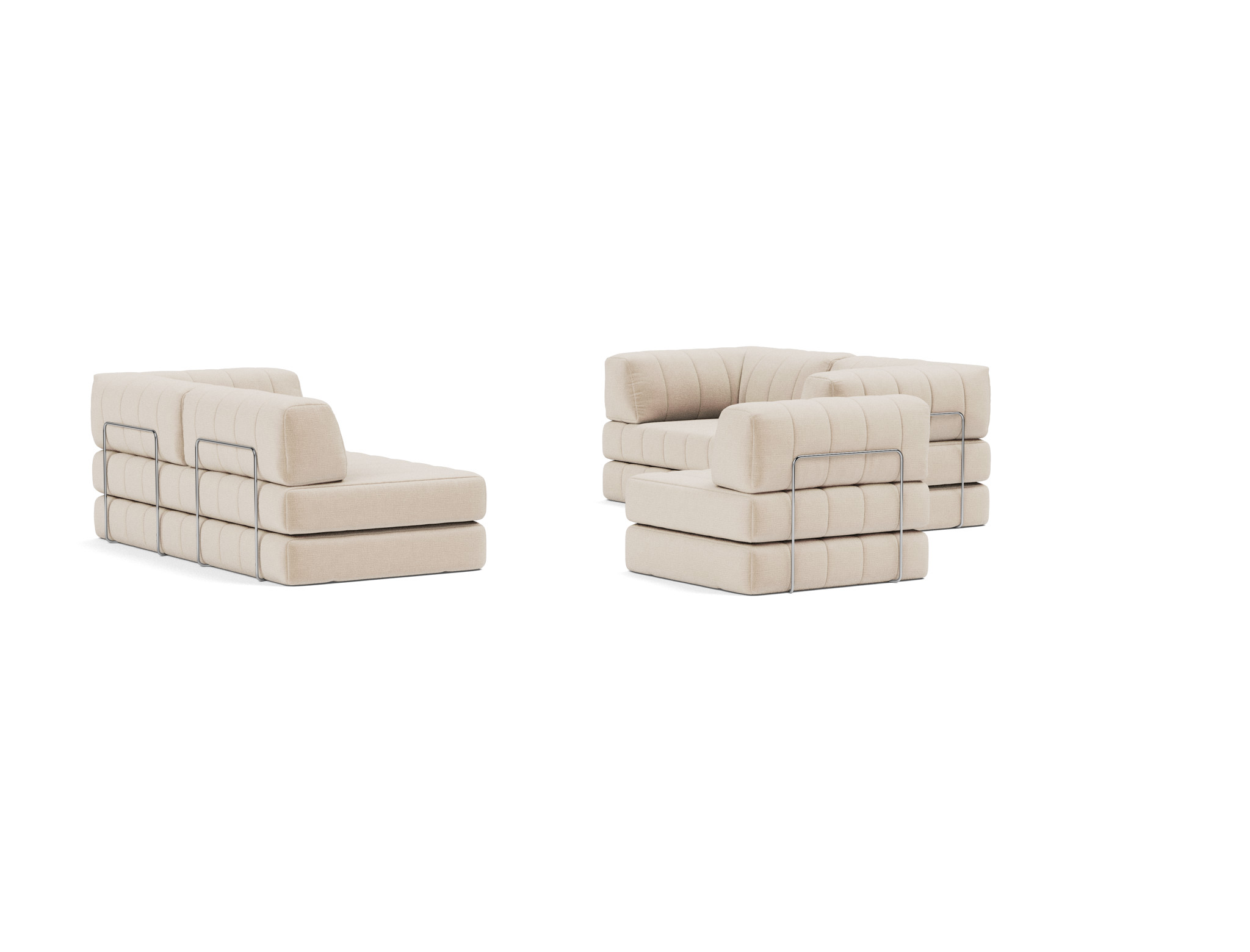 Eck-Schlafsofa CozyPad mit Armlehnen Chenille Esina 410-Almond-Beige