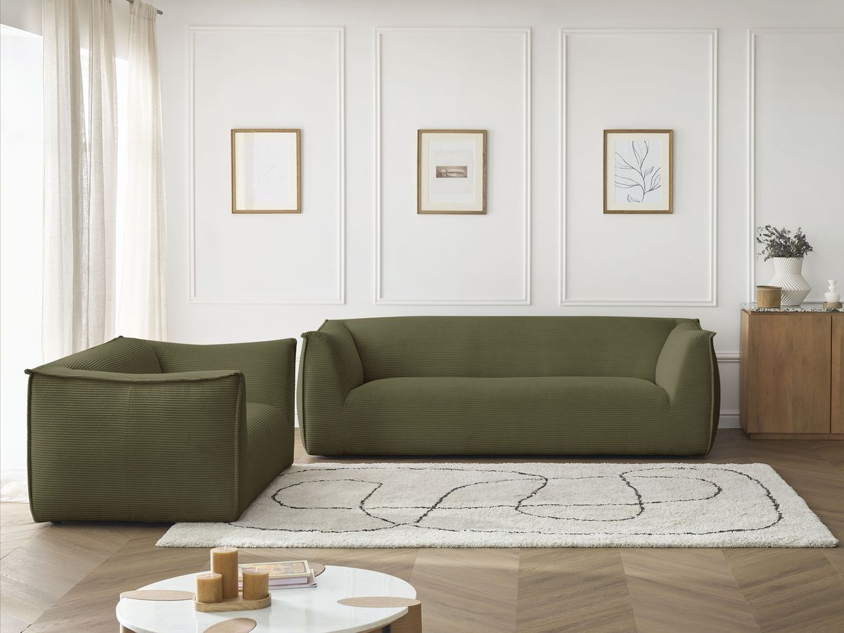Bobochic Giorgia Sofa 5-Sitzer 412 × 100 cm Cordsamt Grün