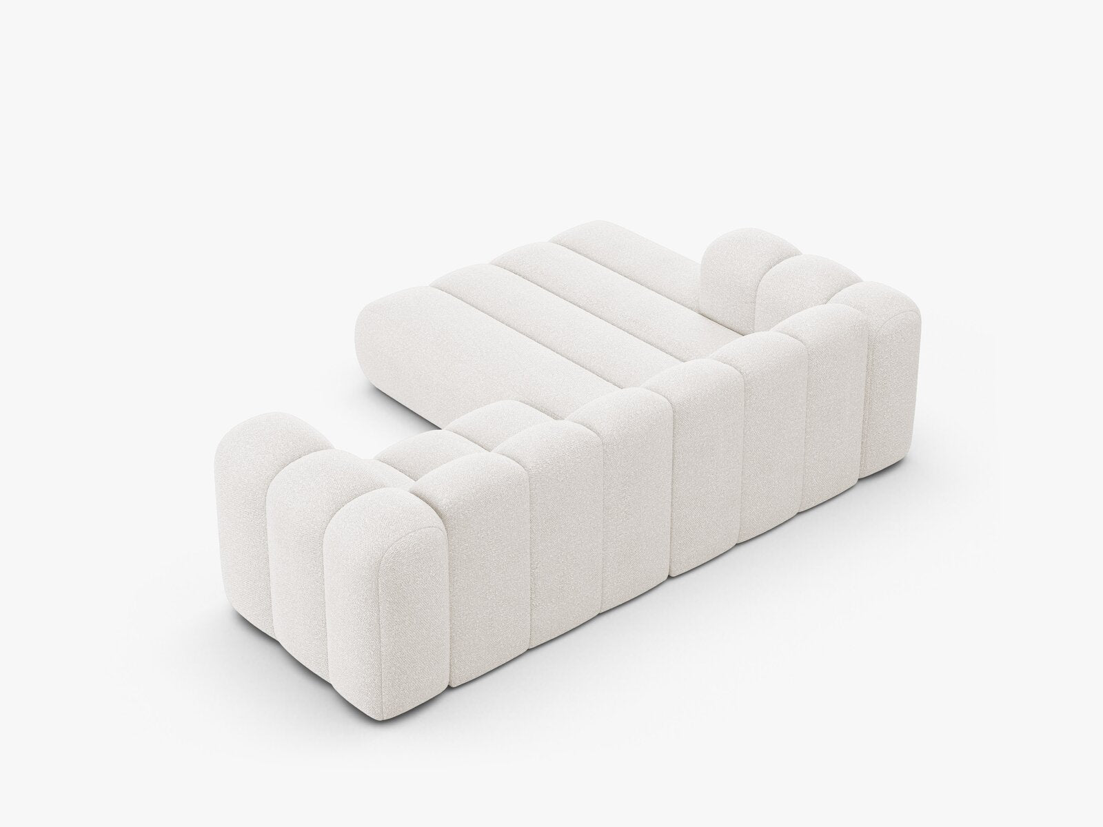 Micadoni Modulares Ecksofa Lupine 3-Sitzer Links Boucle Baloo Weiß