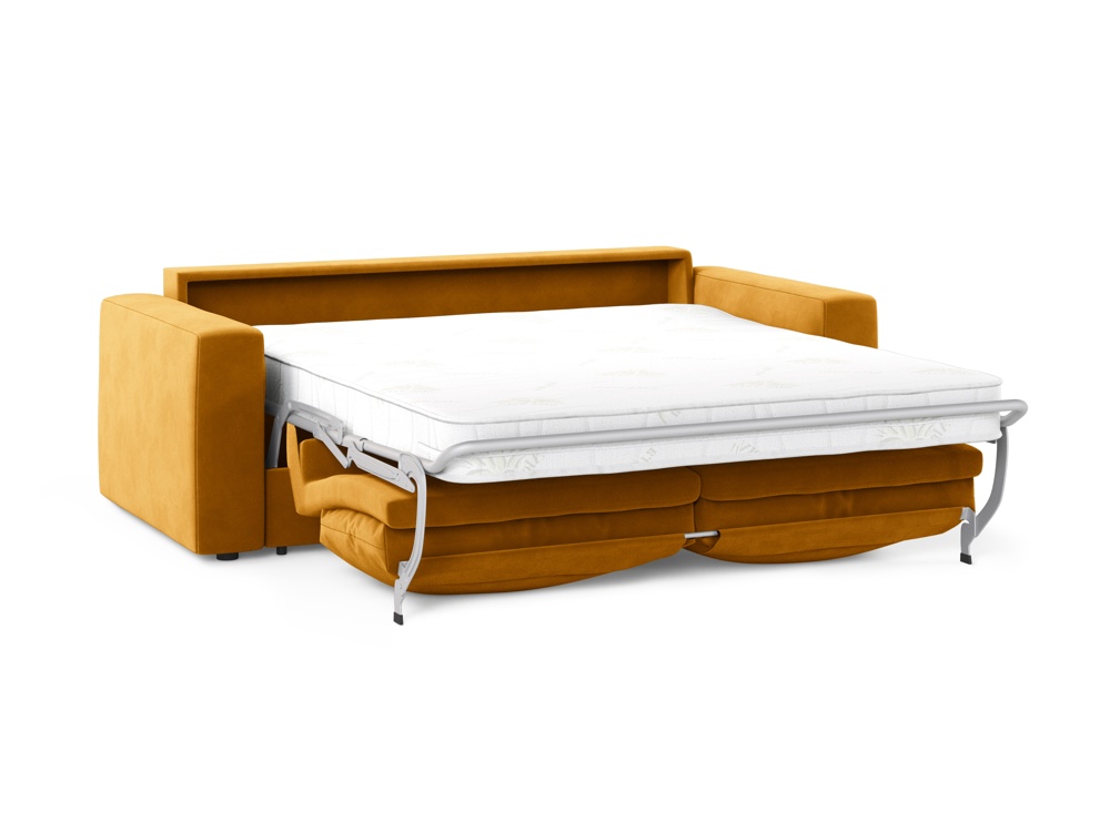 Cosmopolitan Design Schlafsofa Grena 3-Sitzer mit Bettkasten Samt Salvador Gelb