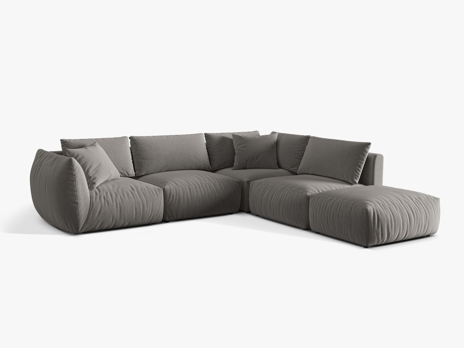 Micadoni Modulares Ecksofa Chris 4-Sitzer Rechts Samt Grau