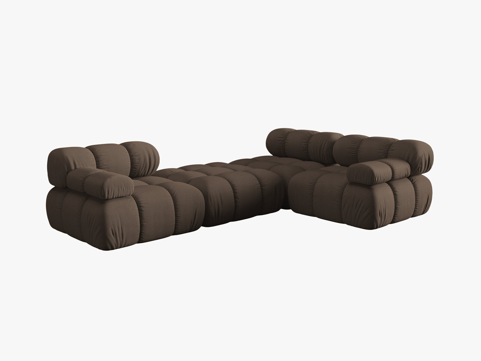 Micadoni Modulares Sofa Bellis 4-Sitzer mit flachem Modul 3D-Stoff Sonic Braun