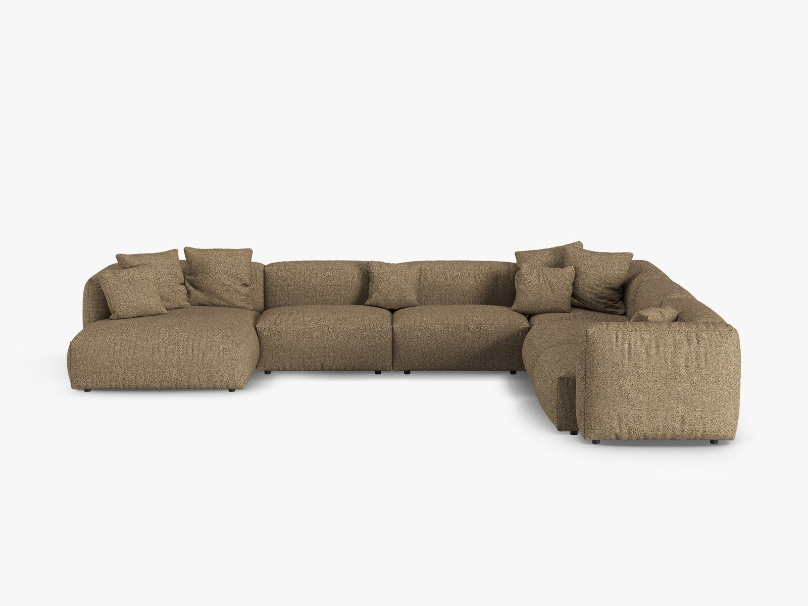 Micadoni modulares Ecksofa XL Martina 6-Sitzer 90cm Sitztiefe Rechts Boucle Monet Cappuccino