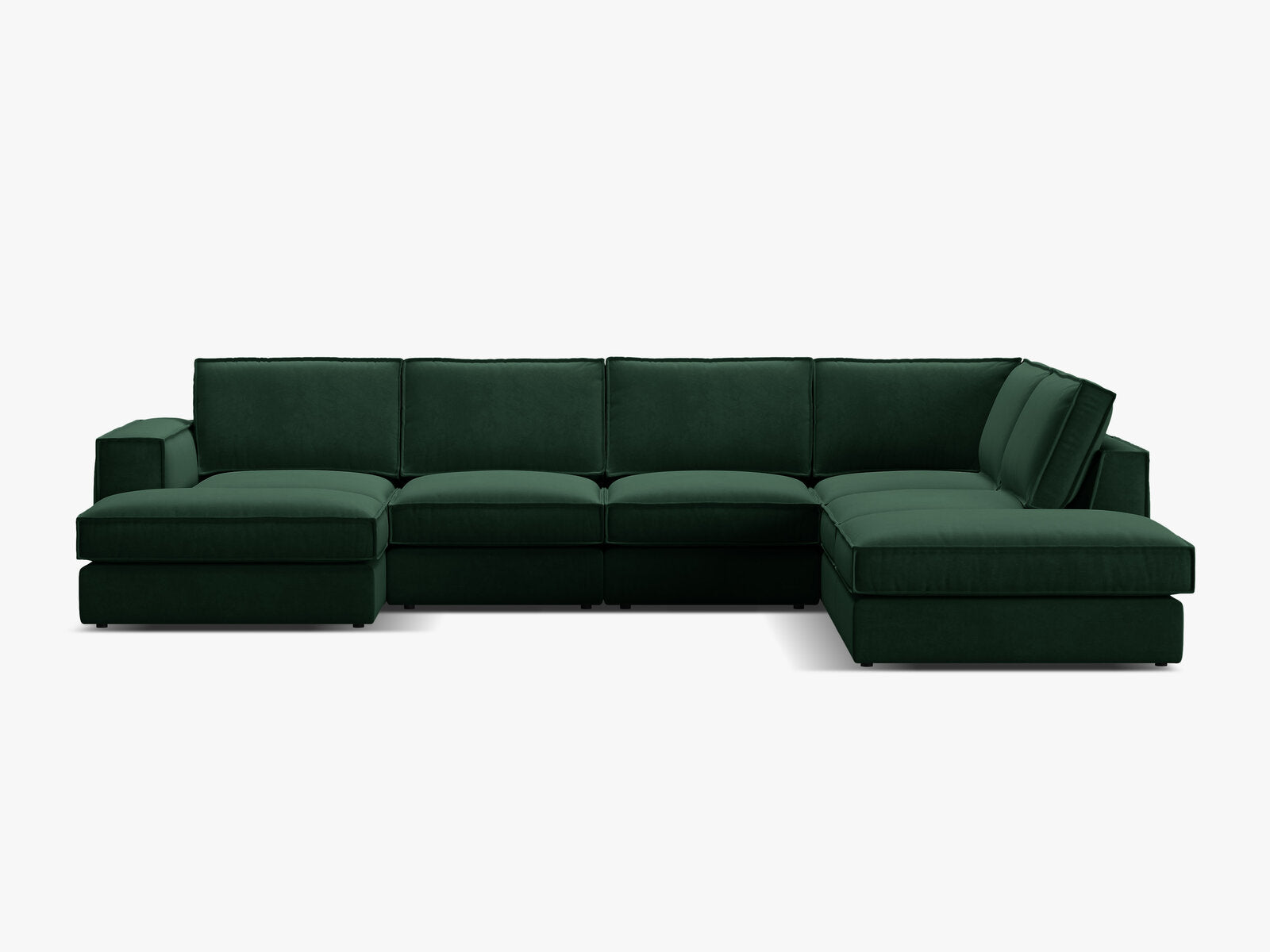 Micadoni modulares Panorama Ecksofa Pola 5-Sitzer Rechts Samt Salvador Flaschengrün