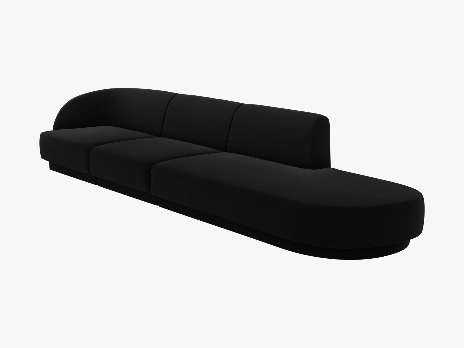 Micadoni Sofa Miley 4-Sitzer Rechts Samt Bluvel Schwarz