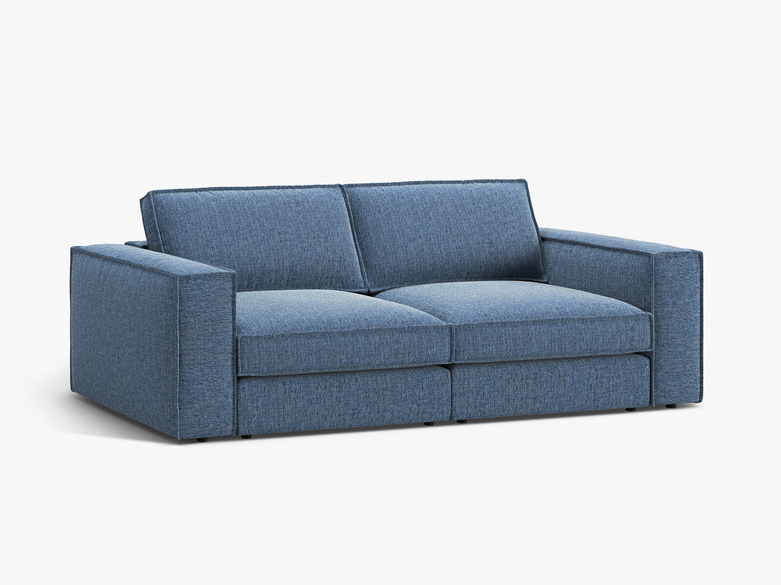 Micadoni modulares Sofa Pola 3-Sitzer Strukturierter Stoff Babel Dunkelblau