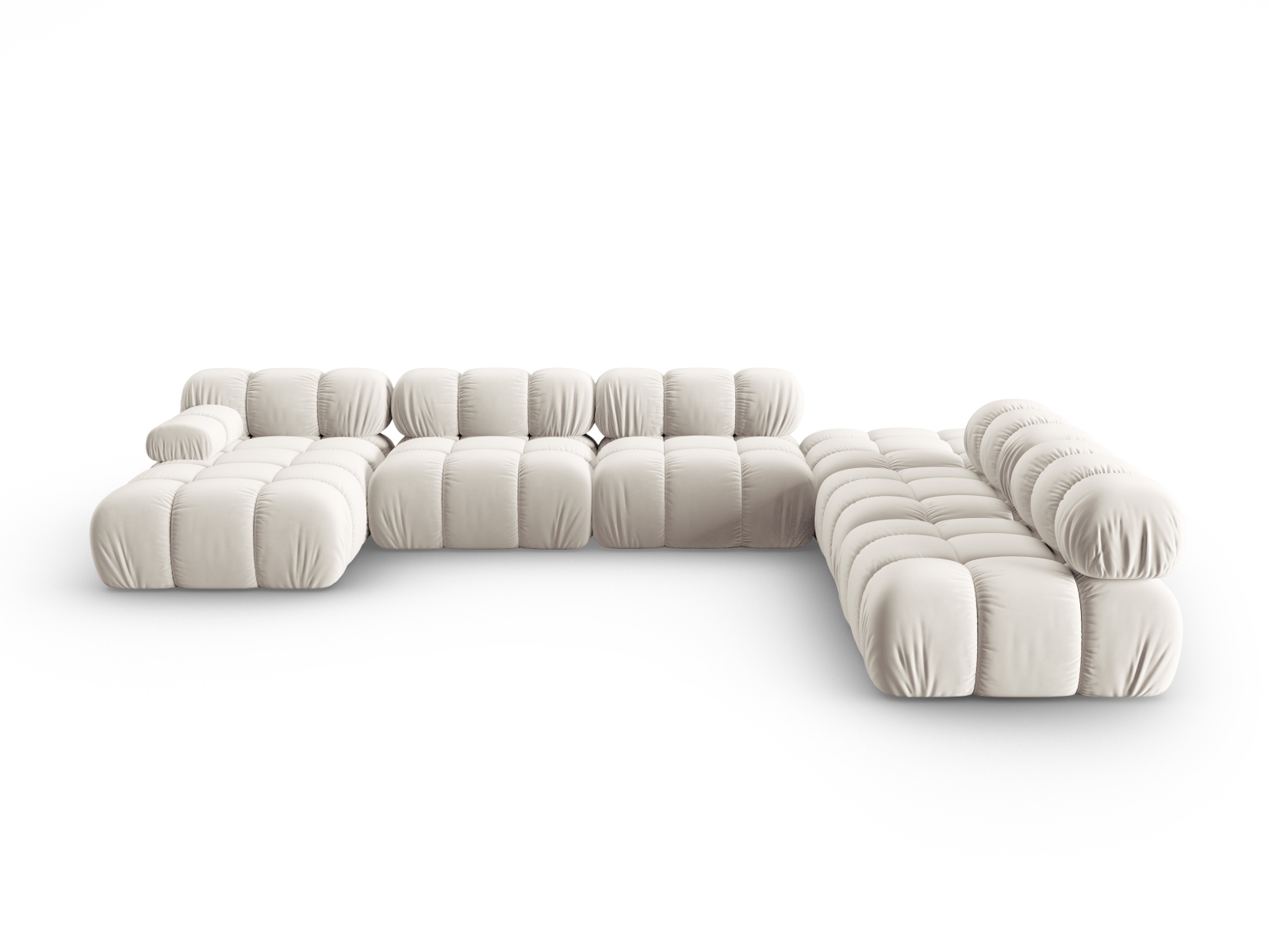Micadoni Modulares Panorama Ecksofa Bellis 7-Sitzer Rechts Samt Bluvel Dunkelbeige