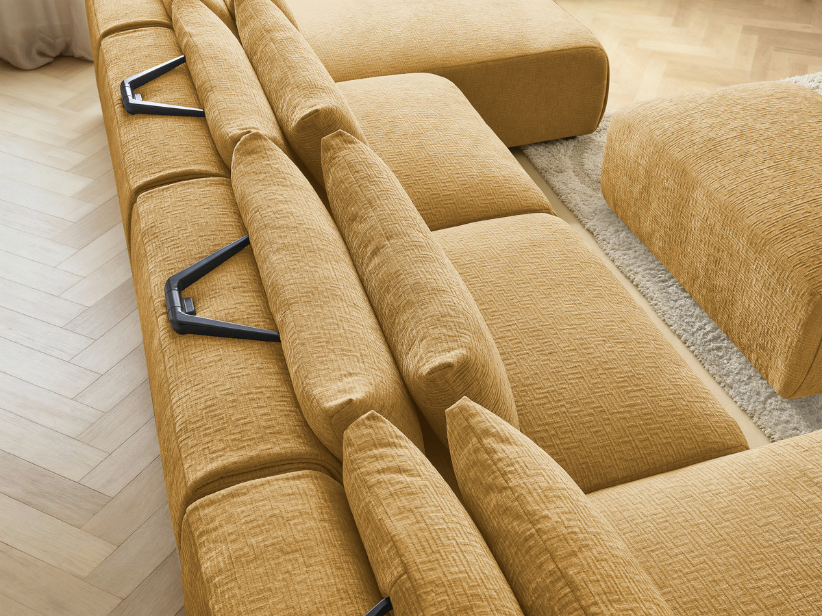 Bobochic Jana Wohnlandschaft mit kleinem Pouf Strukturstoff Gelb